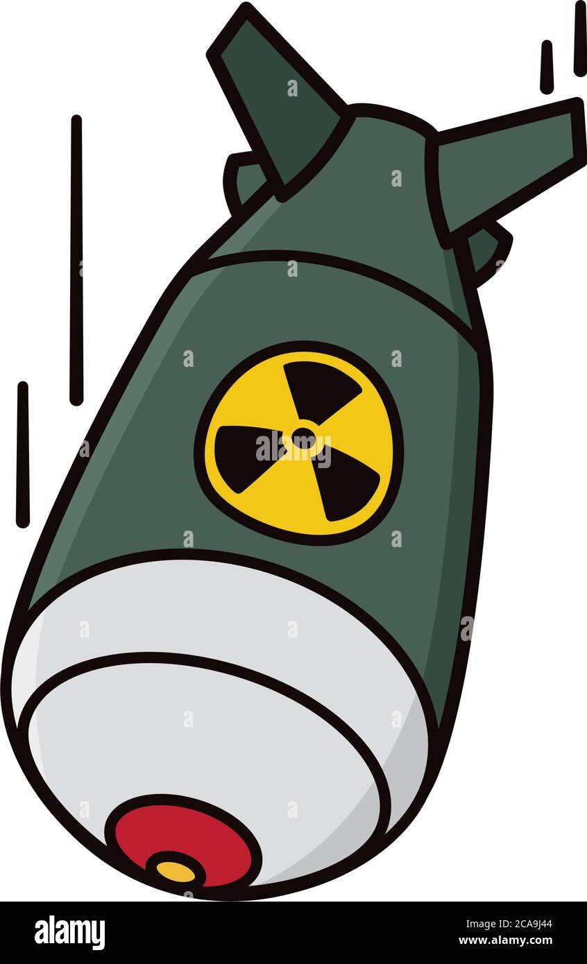 Fat man nuclear bomb isolated vector illustration for Hiroshima Day on August 6. Nuclear warfare and atomic bombings remembrance symbol. Stock Vector