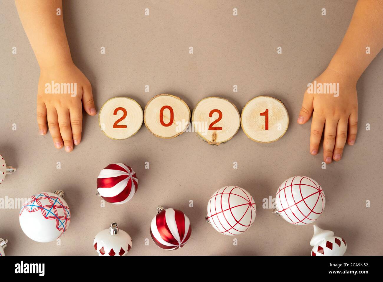 Concept of the year 2021. 2021 numbers on paper background, view from ...