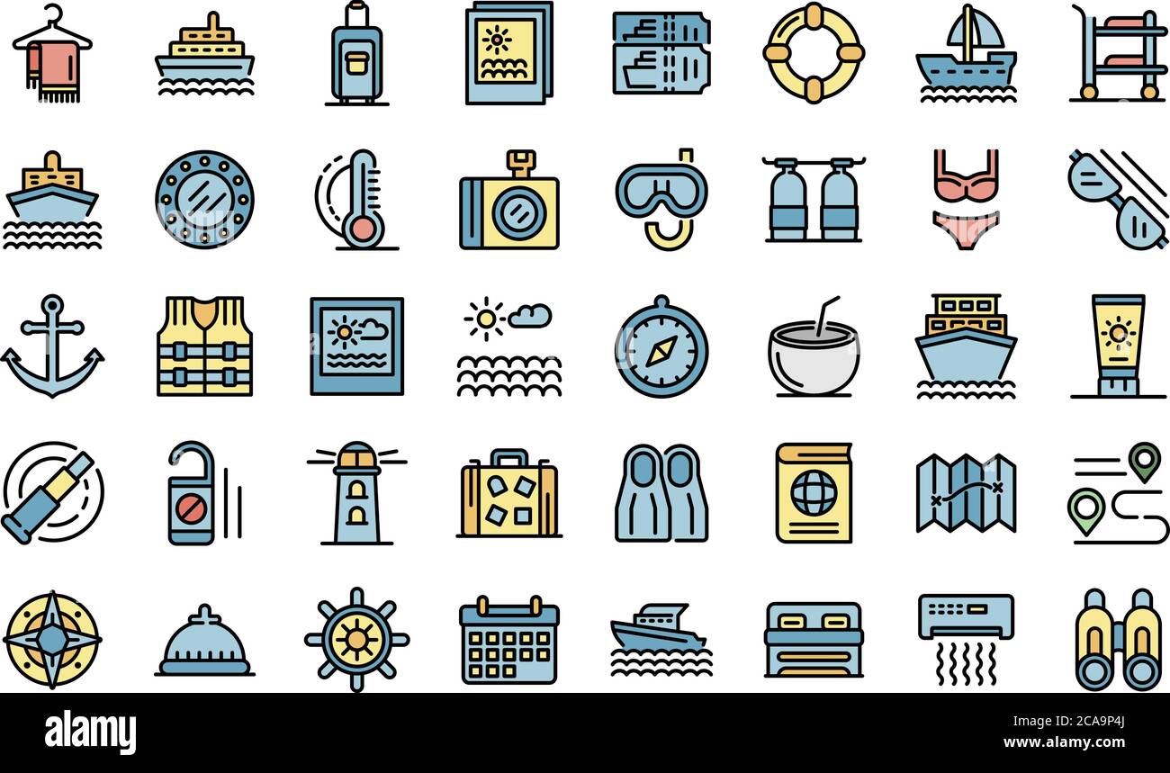 Cruise icons set vector flat Stock Vector Image & Art - Alamy