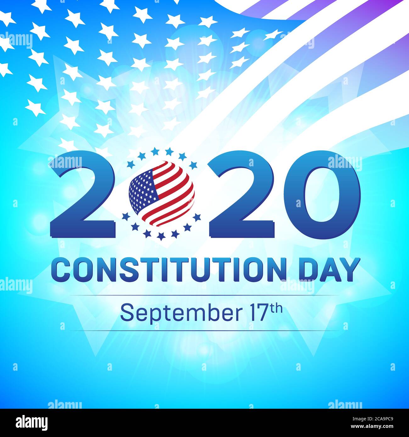 Happy United States Constitution or Citizenship Day 2020, September 17 - Vector illustration with USA flag and stars badge. Great to be used in web ba Stock Vector