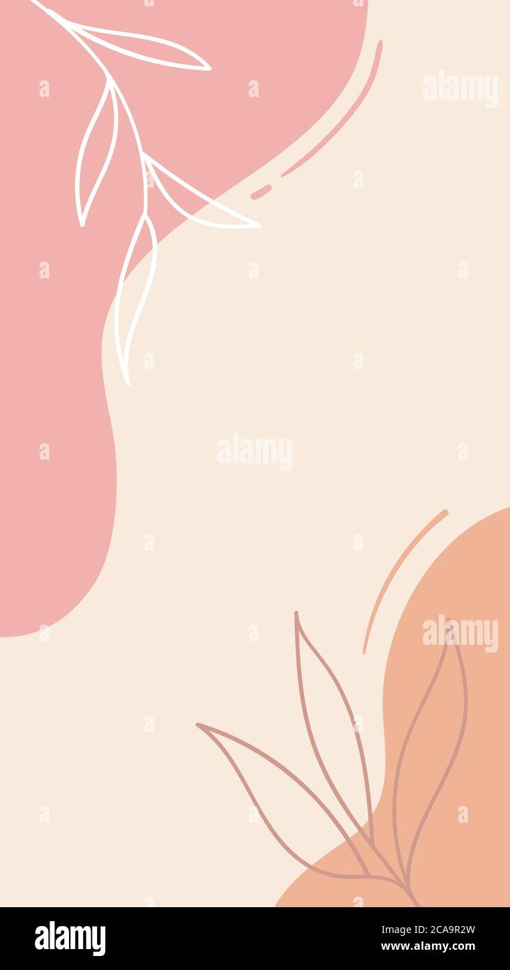 Social media stories vector abstract floral templates. Hand drawn