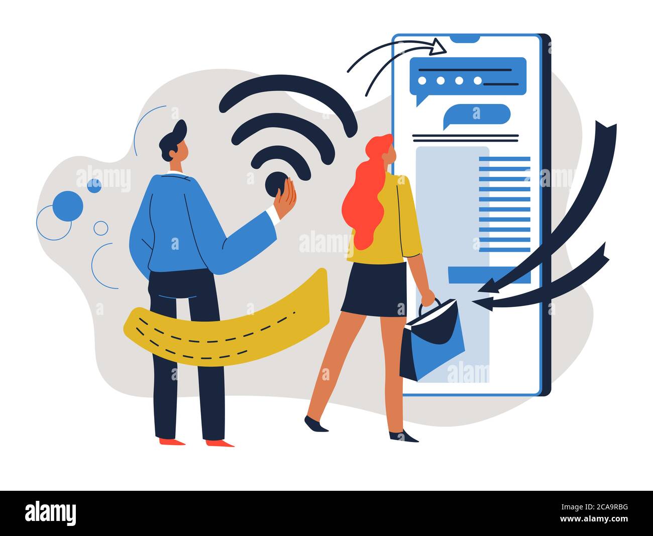 Modern technologies for business and development, people and wifi Stock Vector