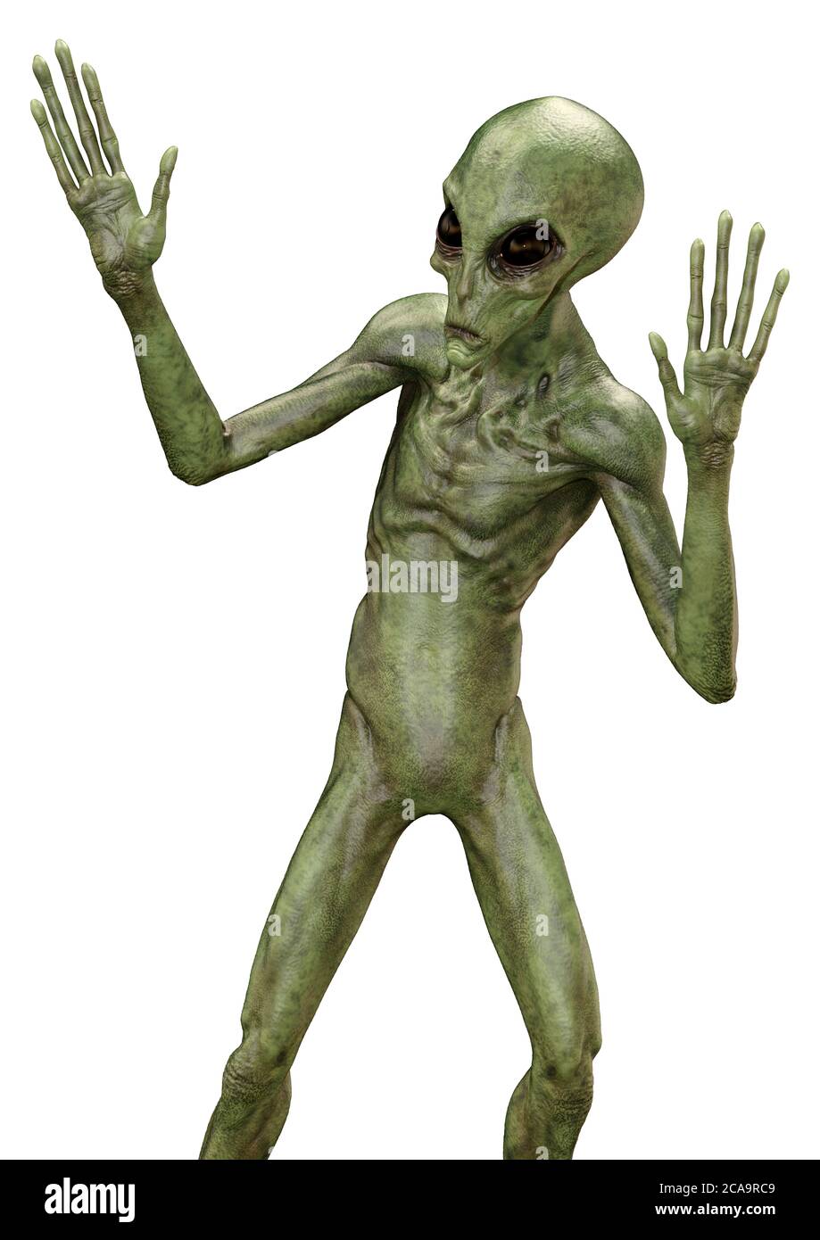 3D rendering of a green alien isolated on white background Stock Photo ...