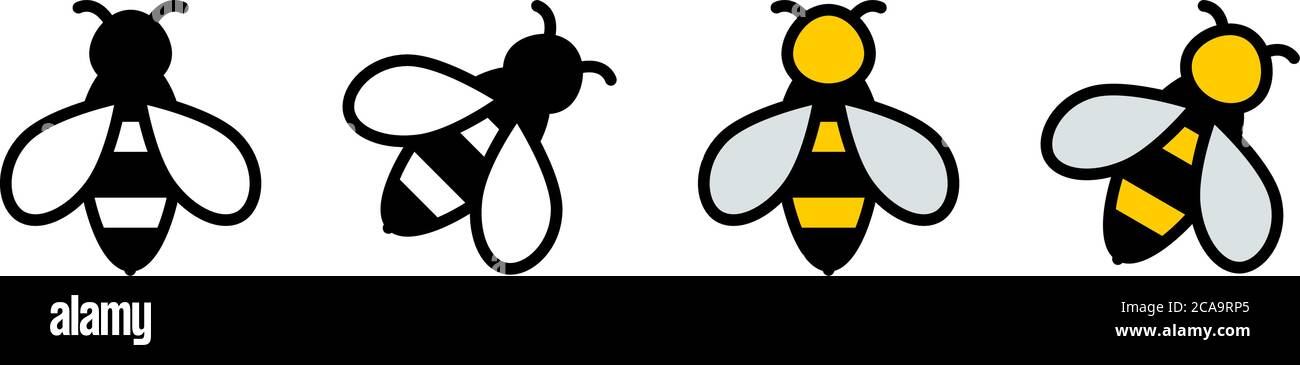 Simple bee icon, black / white and color version Stock Vector
