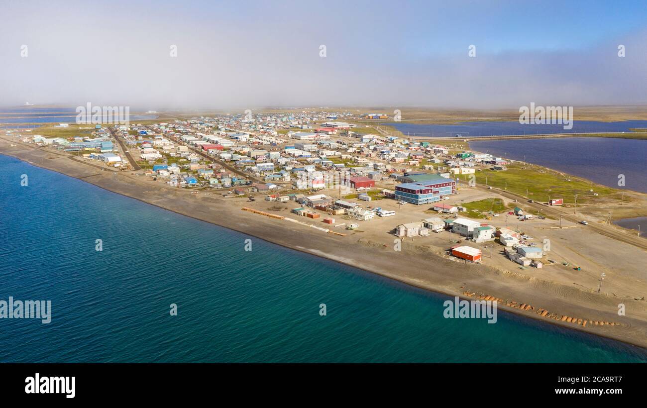 The largest city of the North Slope Borough in the U.S. state of Alaska and is located north of the Arctic Circle. It is one of the northernmost publi Stock Photo