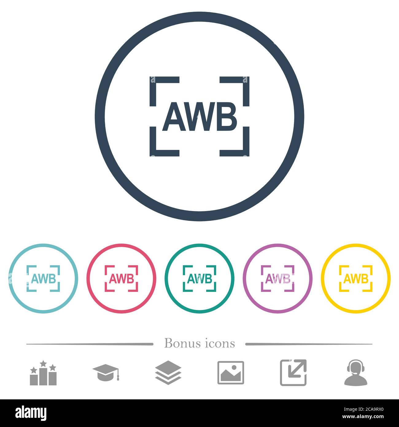 Camera auto white balance mode flat color icons in round outlines. 6 ...