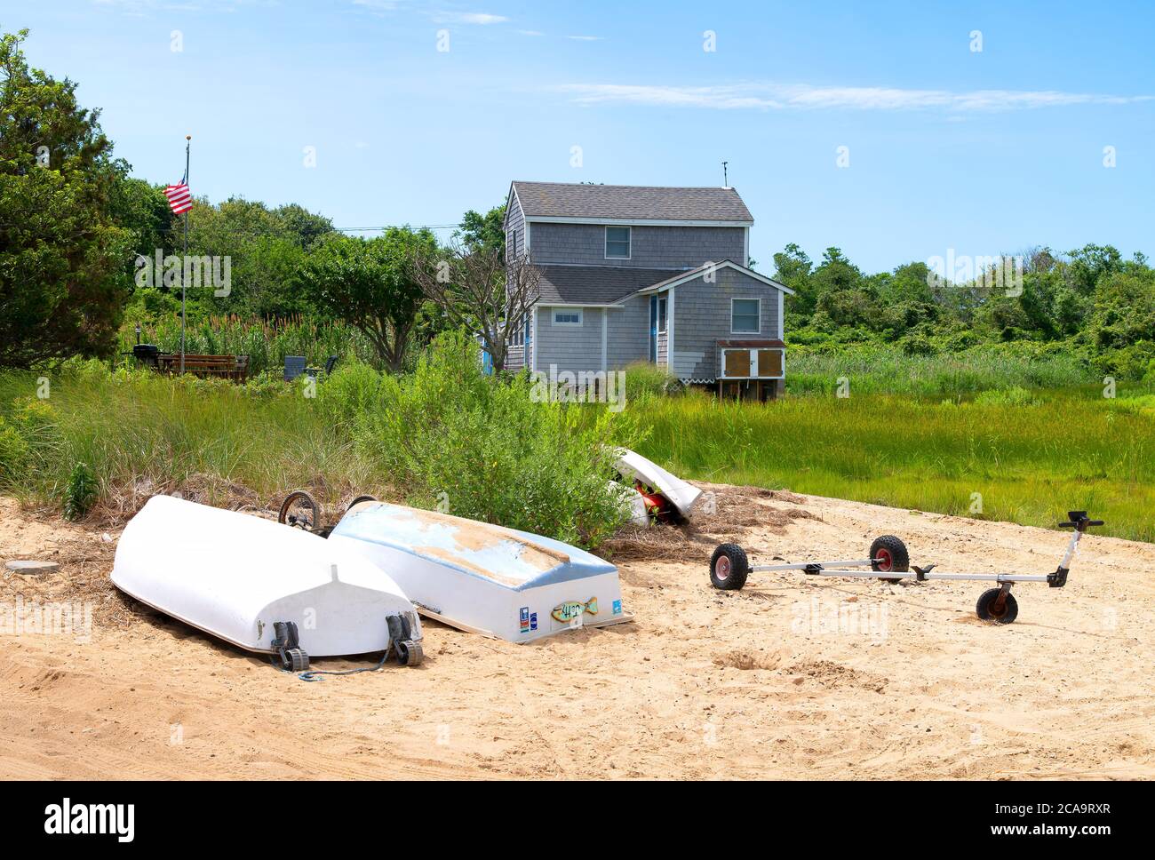 A summer cottage on the shore of Yarmouth Port, Massachusetts on Cape Cod, USA Stock Photo