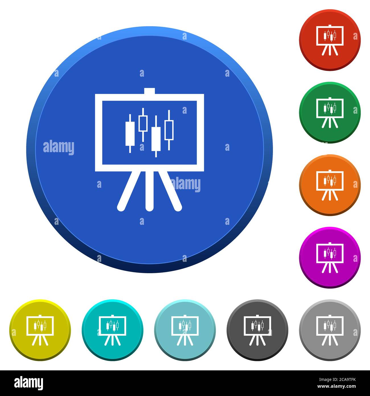 Presentation table with candlestick chart round color beveled buttons ...