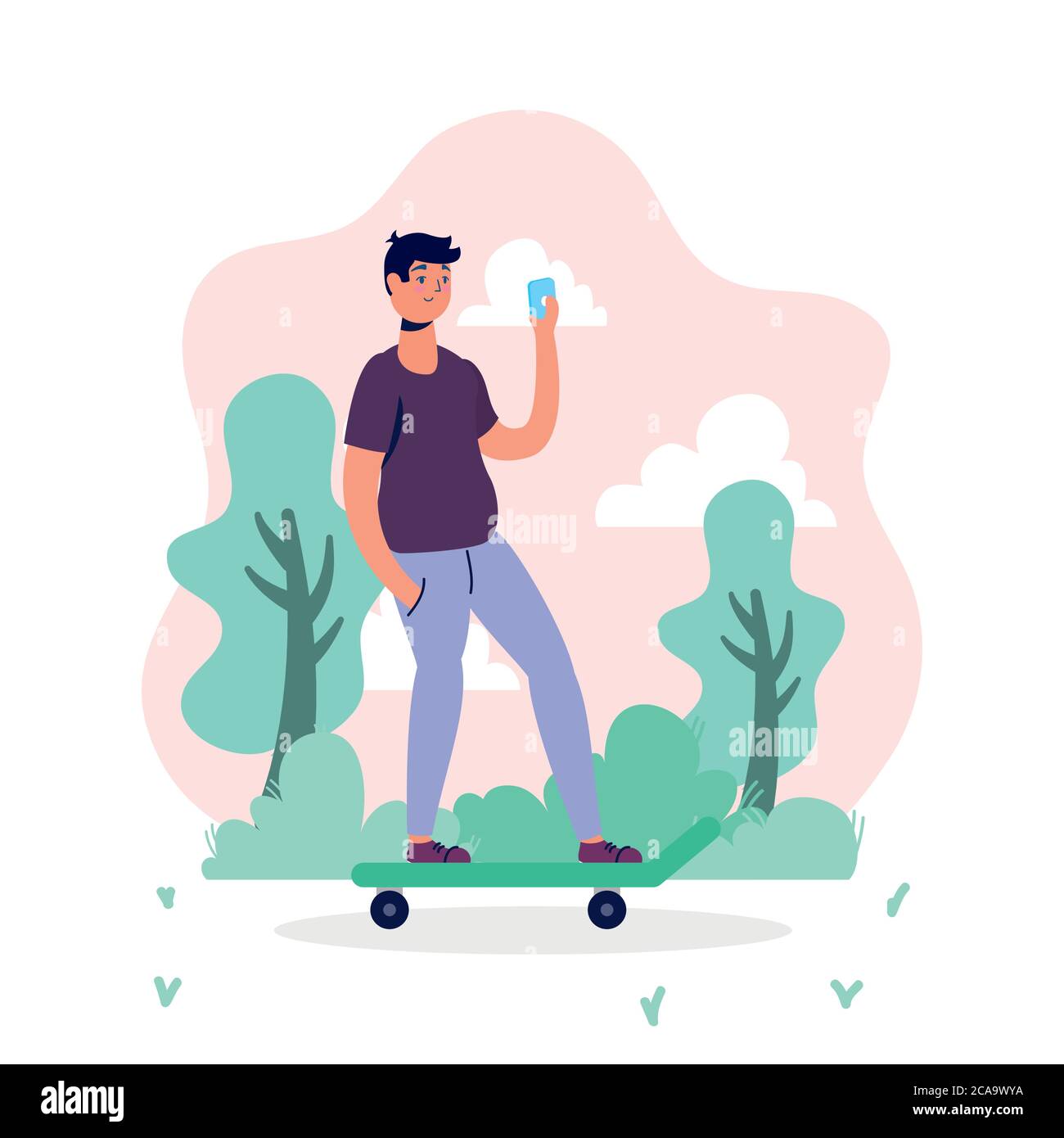 Male student skateboard Stock Vector Images - Alamy
