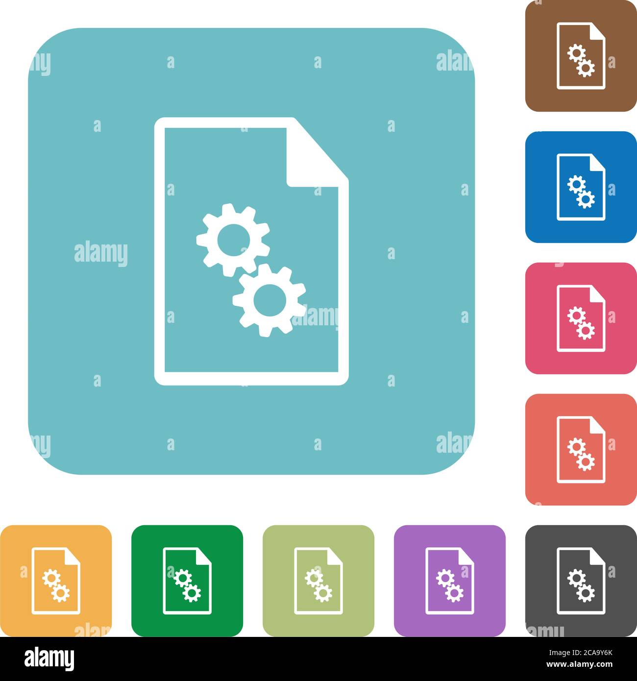 Executable file white flat icons on color rounded square backgrounds ...