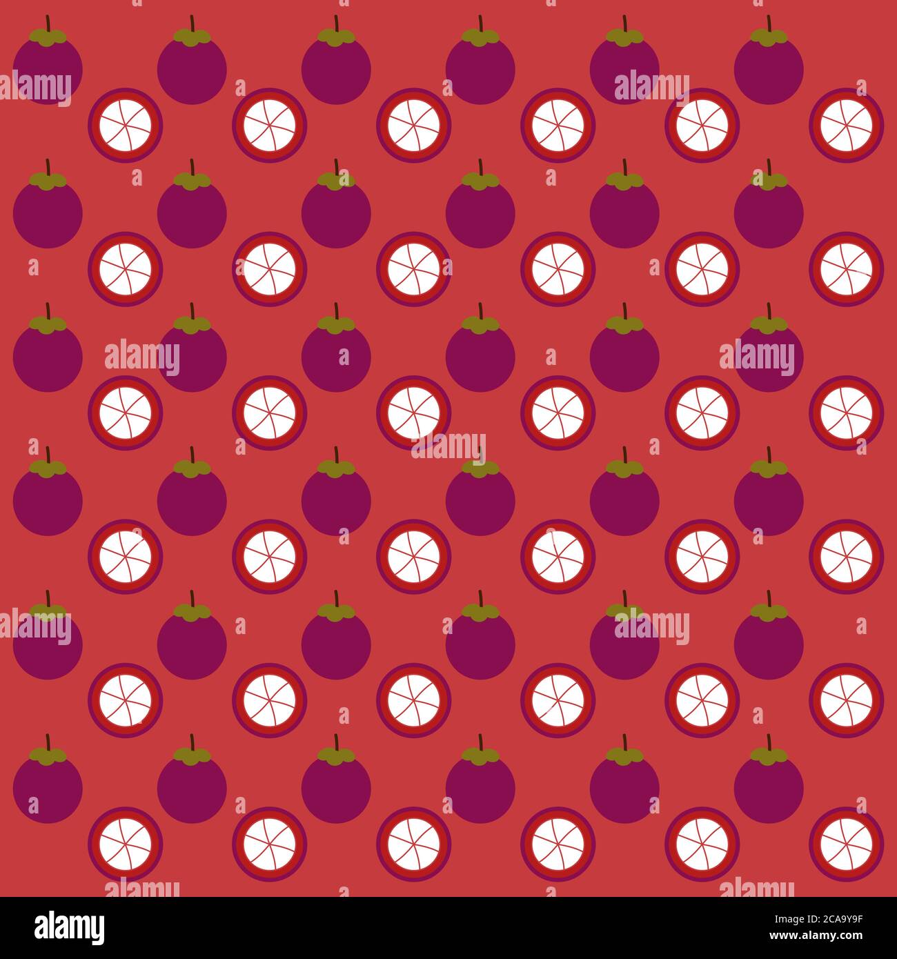 Mangosteen seamless pattern background.Colorful wallpaper vector illustration and good for printing Stock Vector