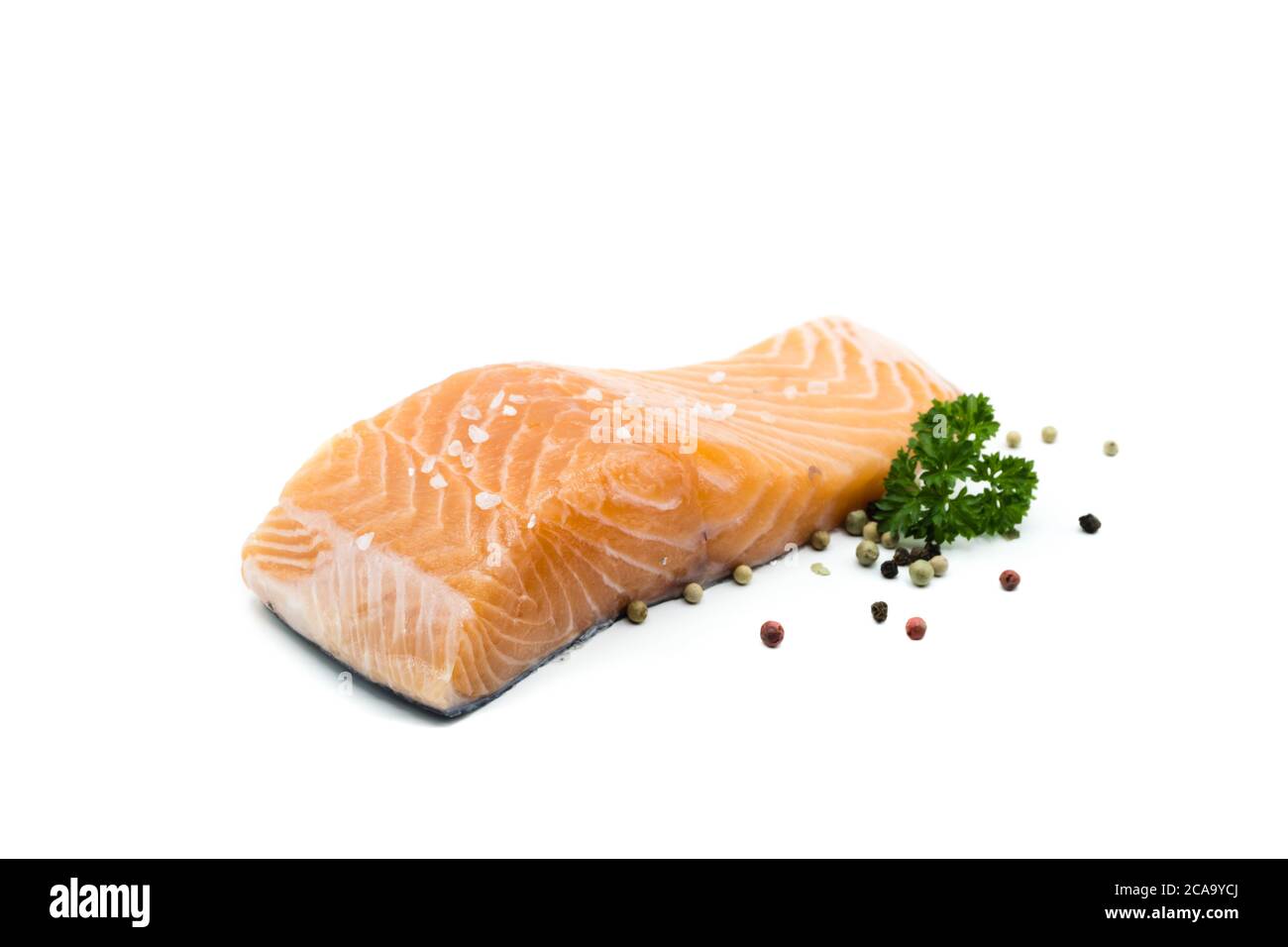 raw salmon isolated on white background Stock Photo - Alamy