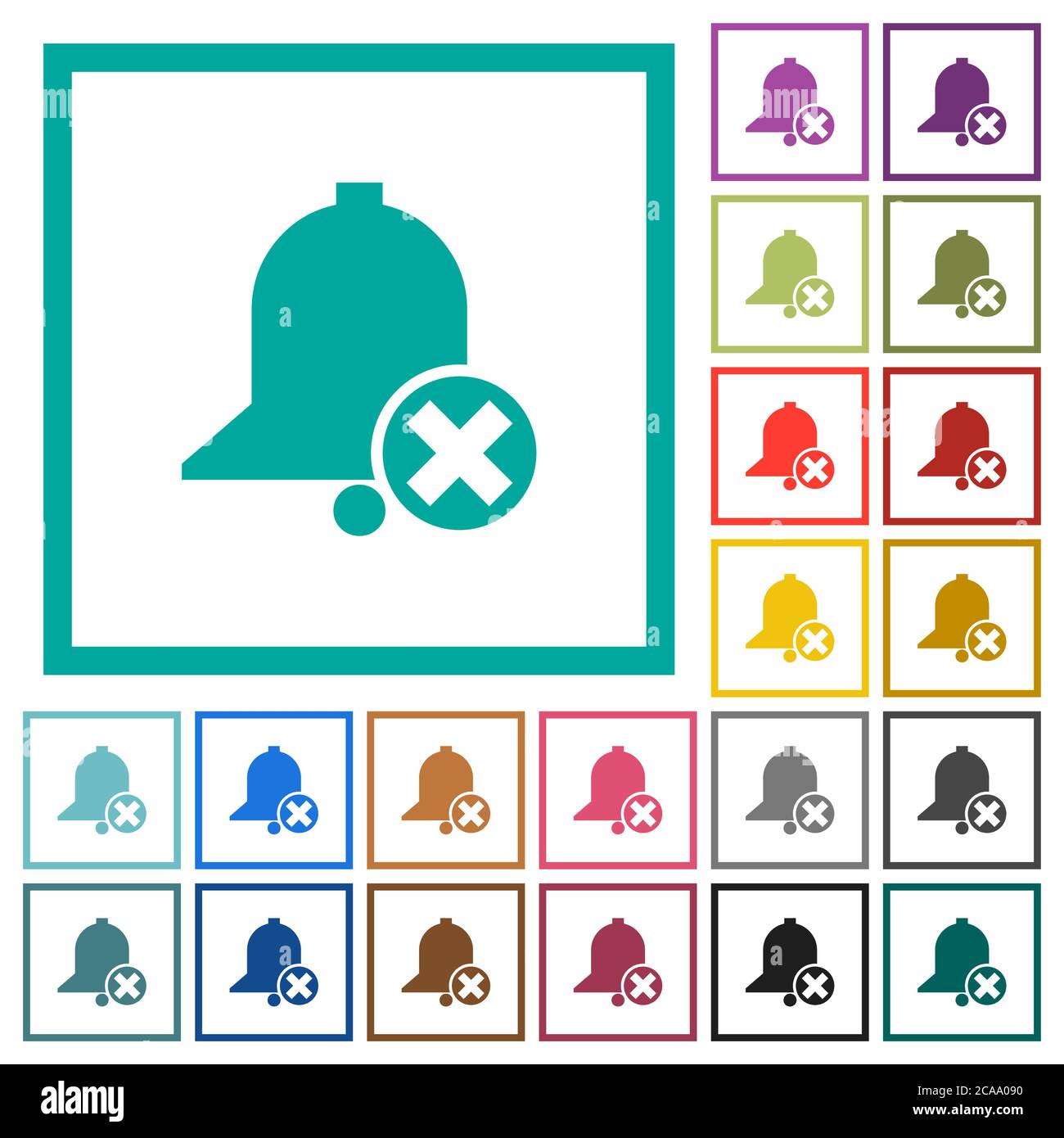 Cancel reminder flat color icons with quadrant frames on white background Stock Vector