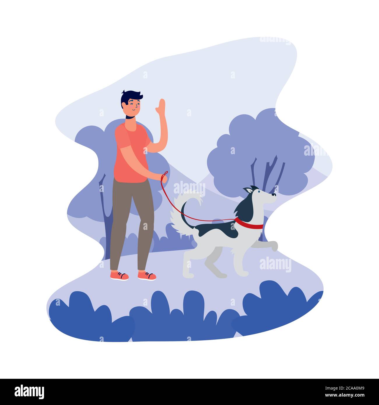 young man walking with dog mascot vector illustration design Stock ...