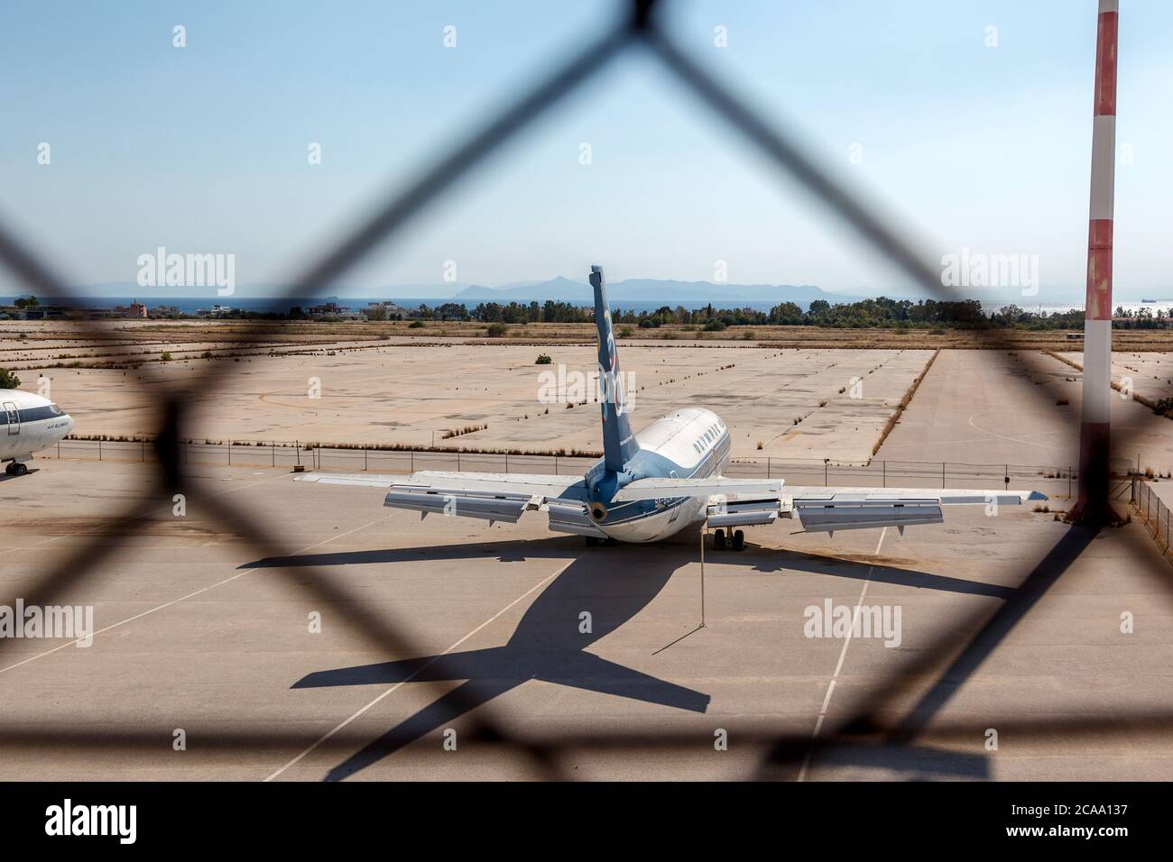 Old Boeing 727 of Olympic Airways, once the national carrier of Greece, founded by Onassis, at the old airport of Athens, at Elliniko district. Stock Photo