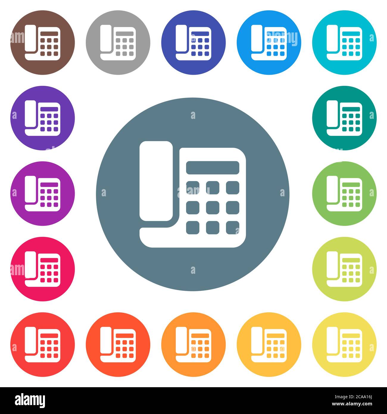 Office phone flat white icons on round color backgrounds. 17 background ...