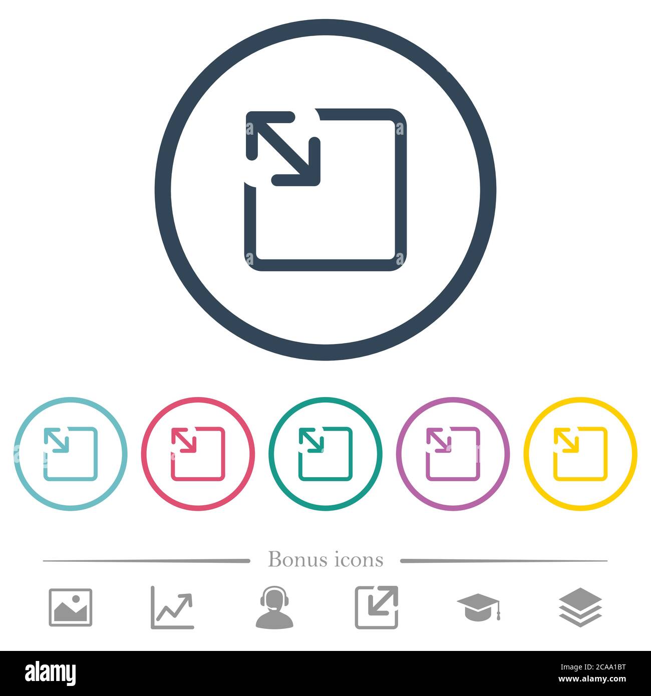 Resize object flat color icons in round outlines. 6 bonus icons ...