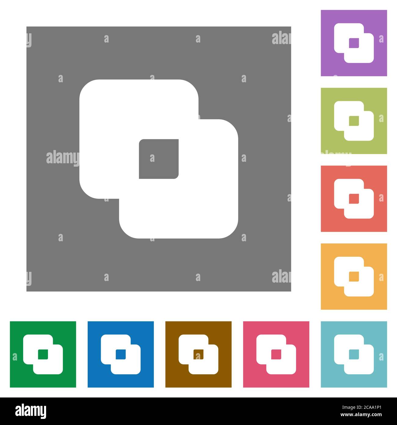 Exclude shapes flat icons on simple color square backgrounds Stock Vector
