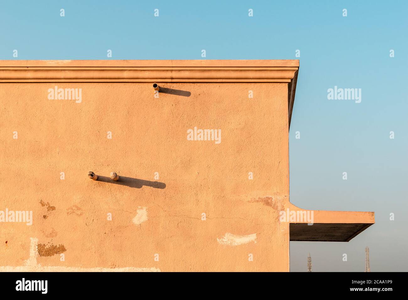 The rooftop terrace of a modern concrete residential building in the