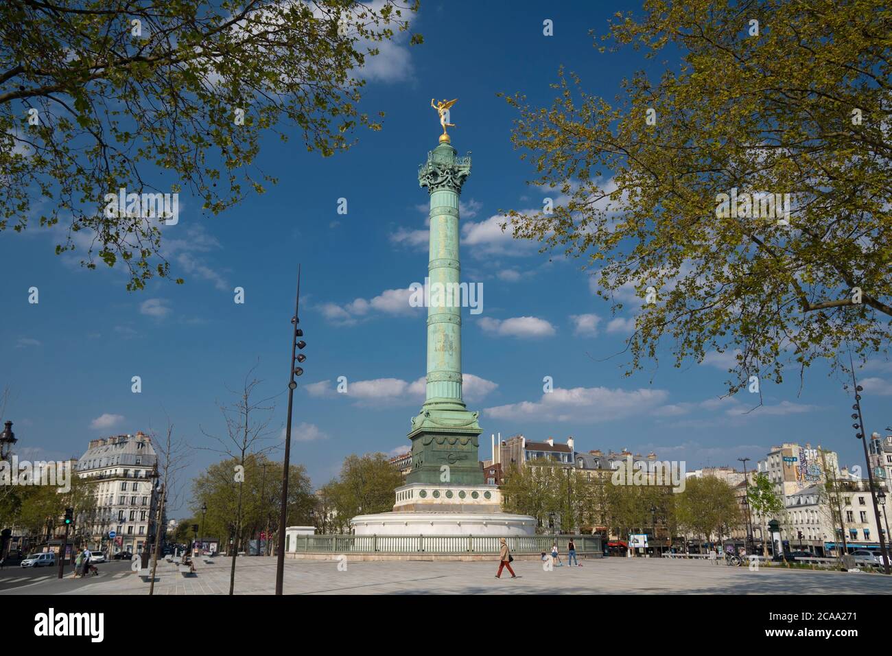 Paris, The column of Jules, monument to the French Revolution, at the Bastille square Stock Photo