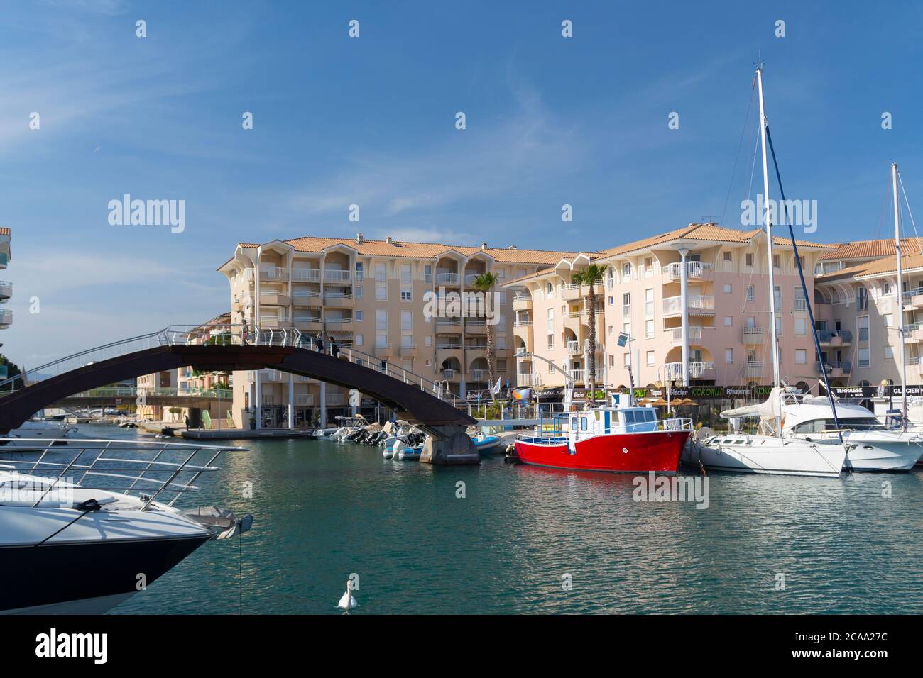 the Marina, Frejus Harbor located on French riviera in Var department Stock Photo