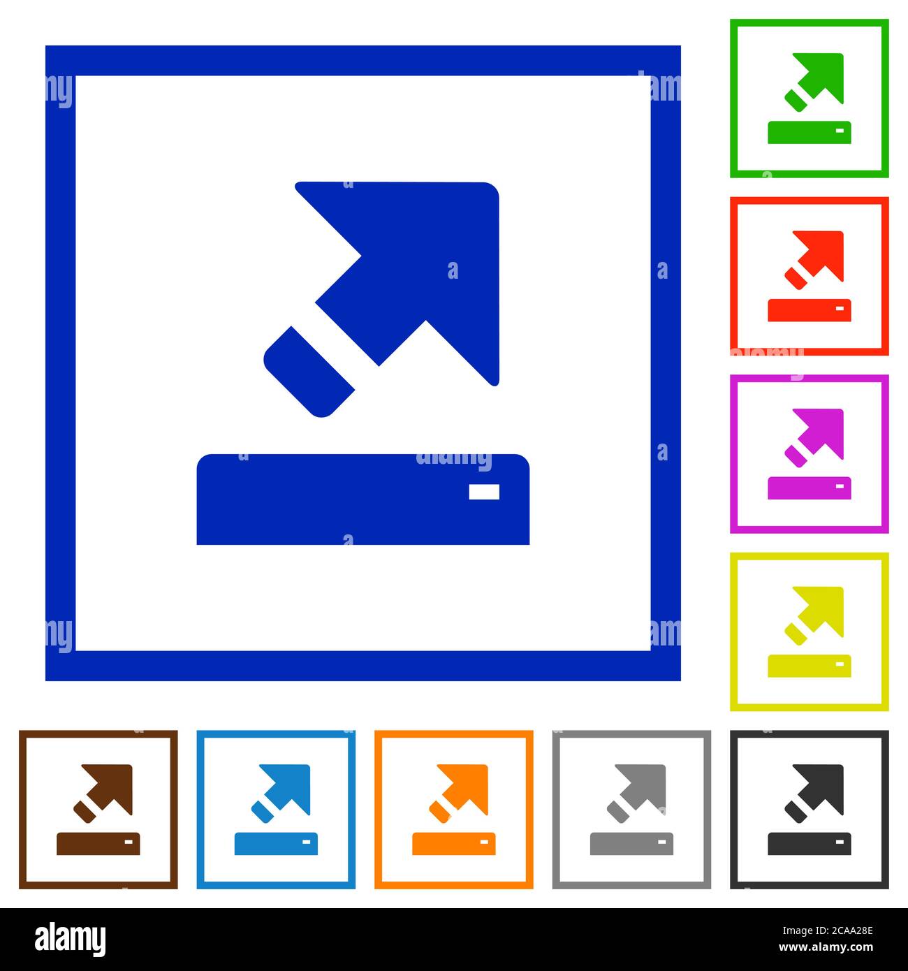 Export flat color icons in square frames on white background Stock Vector