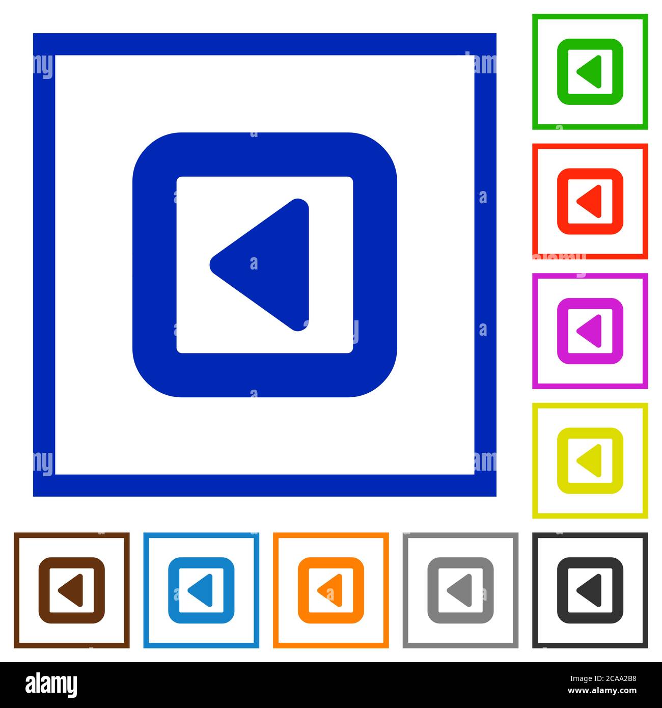 Toggle left flat color icons in square frames on white background Stock Vector