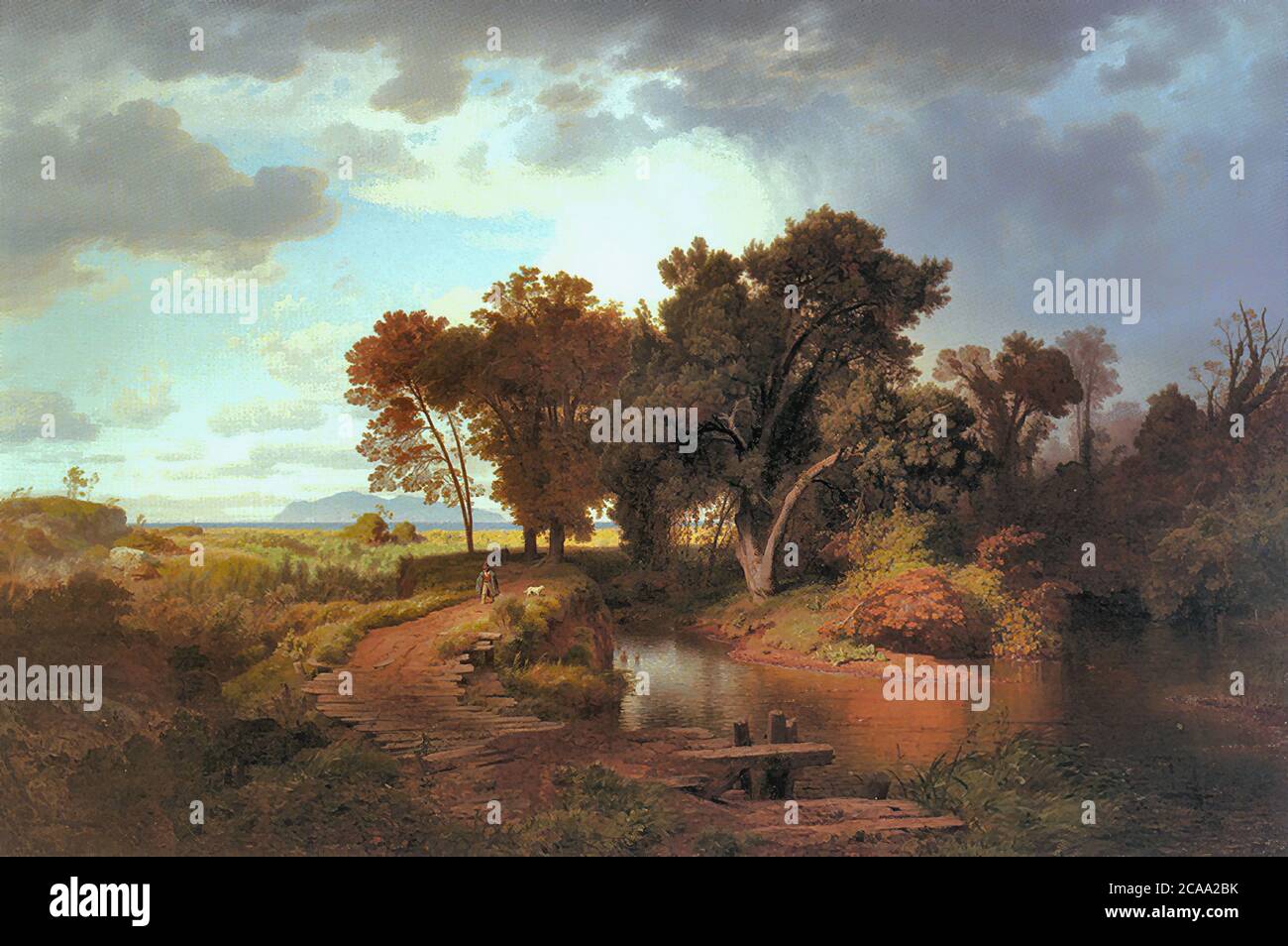 Achenbach Andreas - Herbstmorgen in Den Pontinischen SÃ¼mpfen - German School - 19th and Early 20th Century Stock Photo