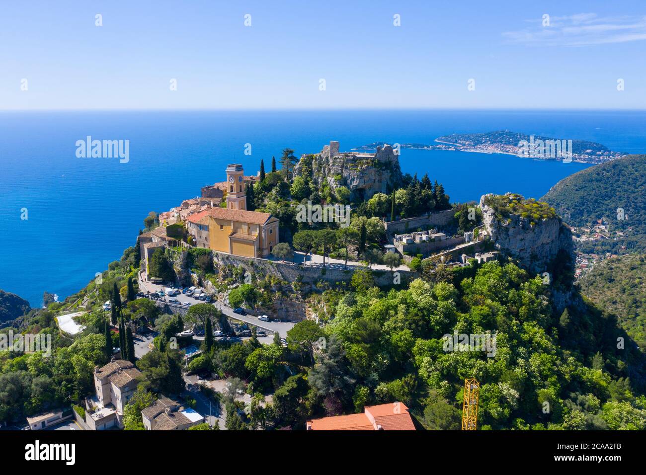 France, Aerial view of Eze on the french riviera, a typical village in the south of France Stock Photo