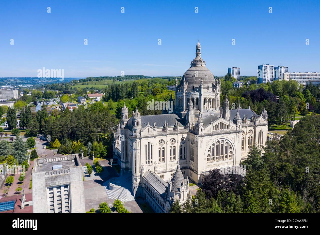 Aerial view of Basilica of St. Therese of Lisieux in Normandy France Stock Photo