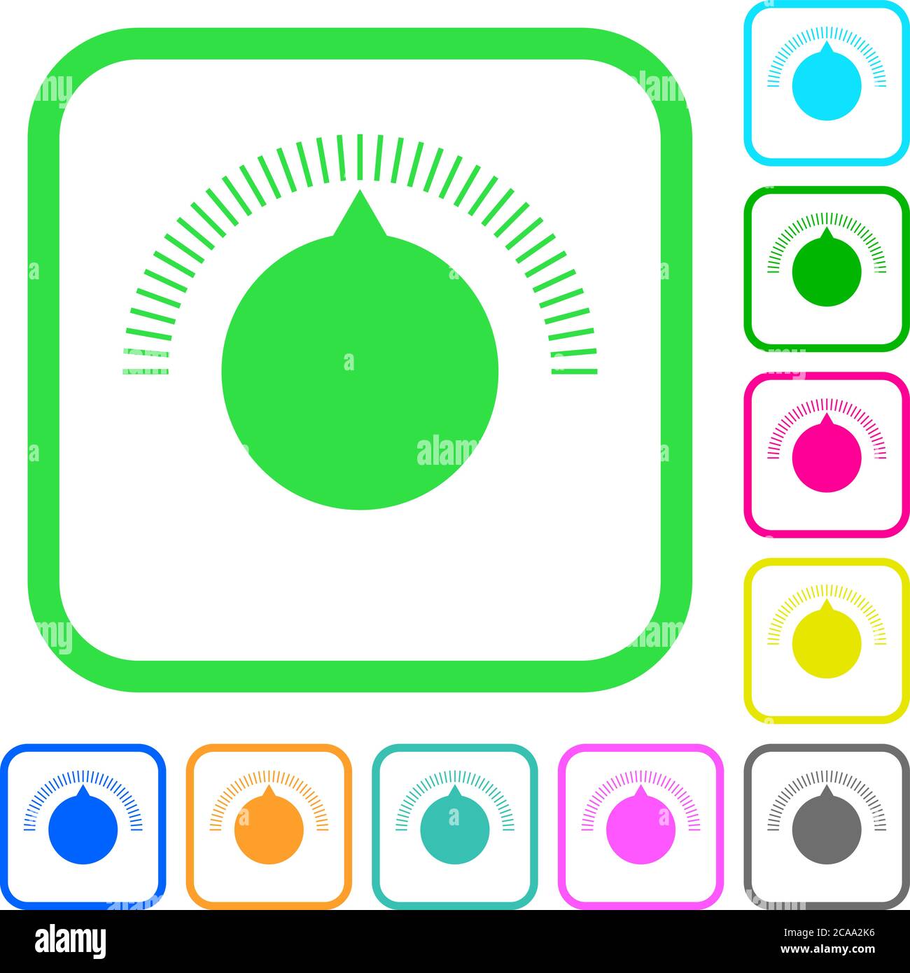 Volume control vivid colored flat icons in curved borders on white ...