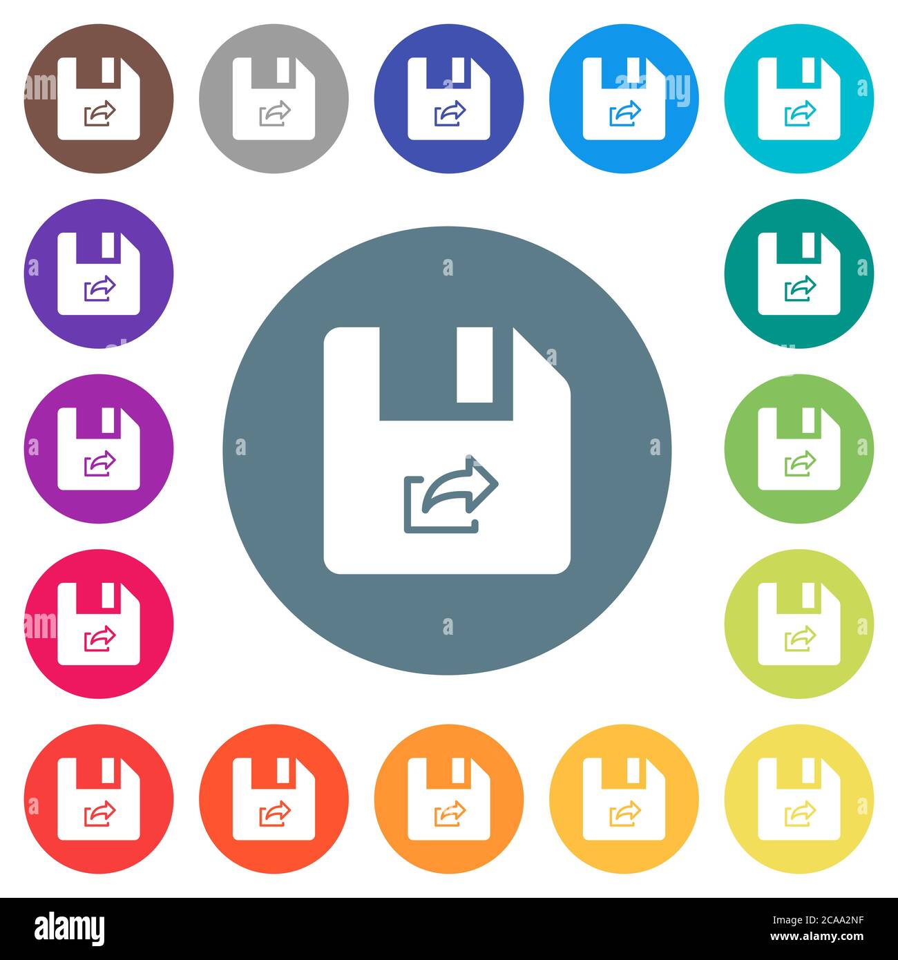 Export file flat white icons on round color backgrounds. 17 background ...