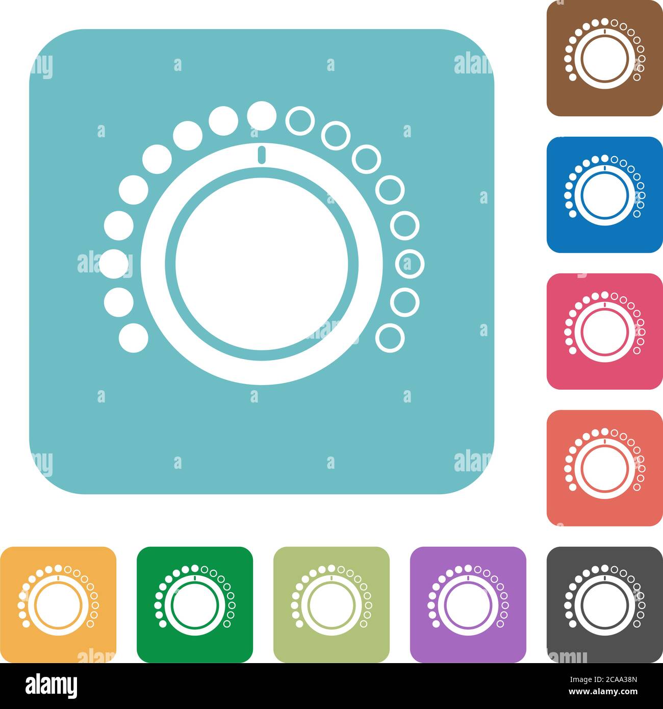 Volume control white flat icons on color rounded square backgrounds Stock Vector