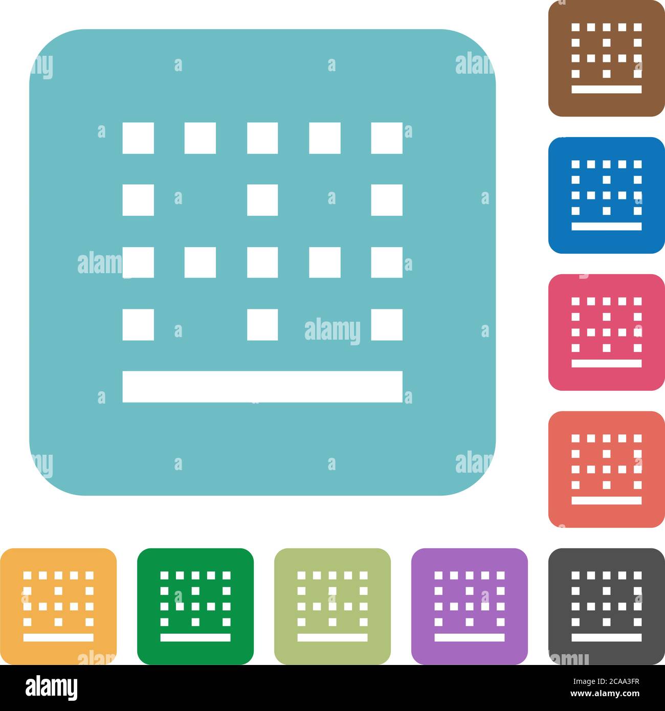 Bottom border white flat icons on color rounded square backgrounds Stock Vector
