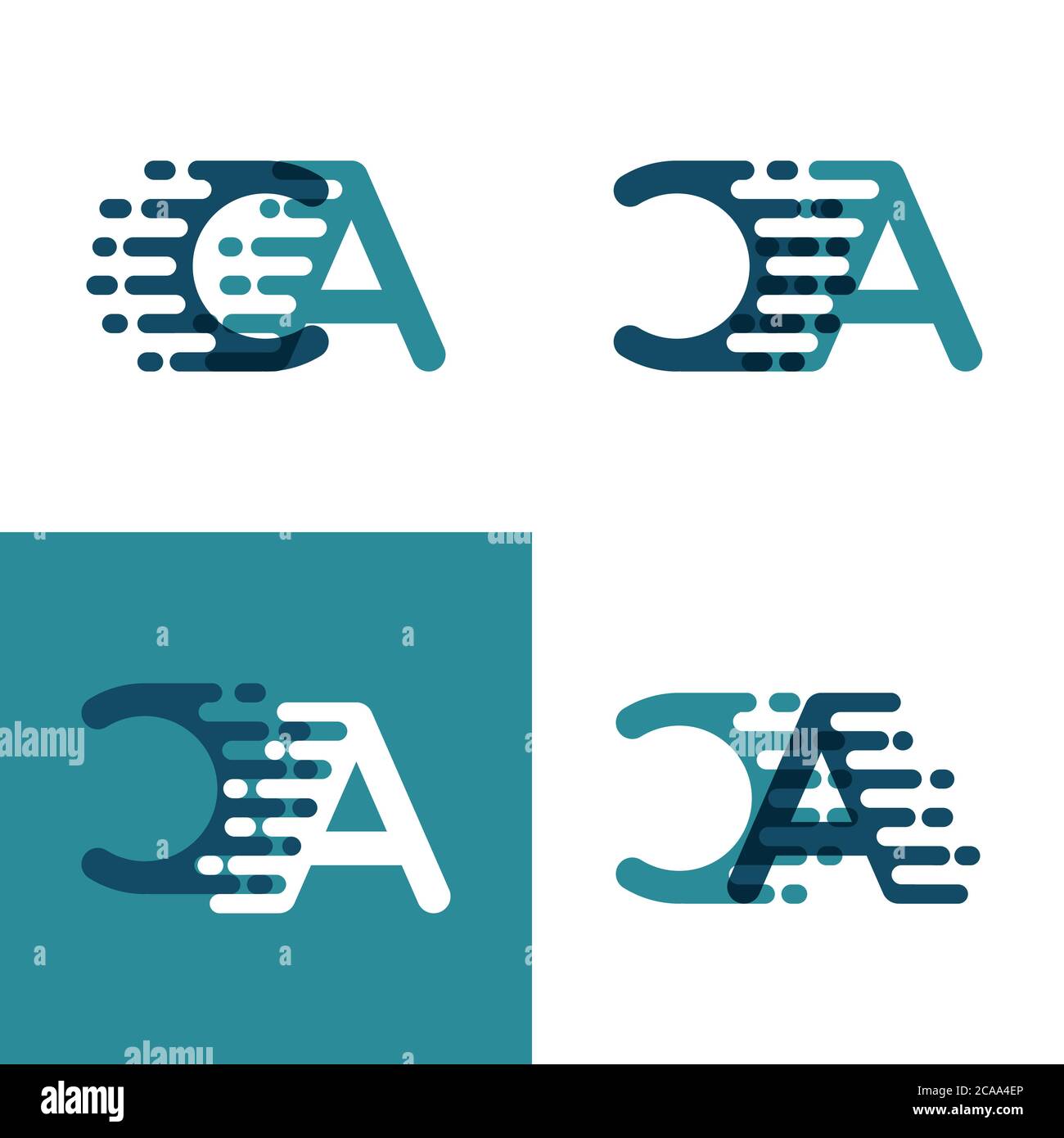 CA letters logo with accent speed in light green and dark blue Stock Vector