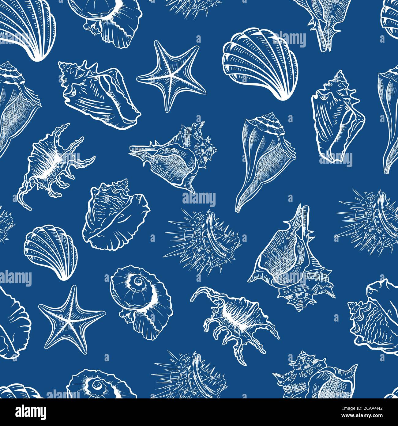 Seashells and starfish vector seamless pattern Stock Vector Image & Art ...