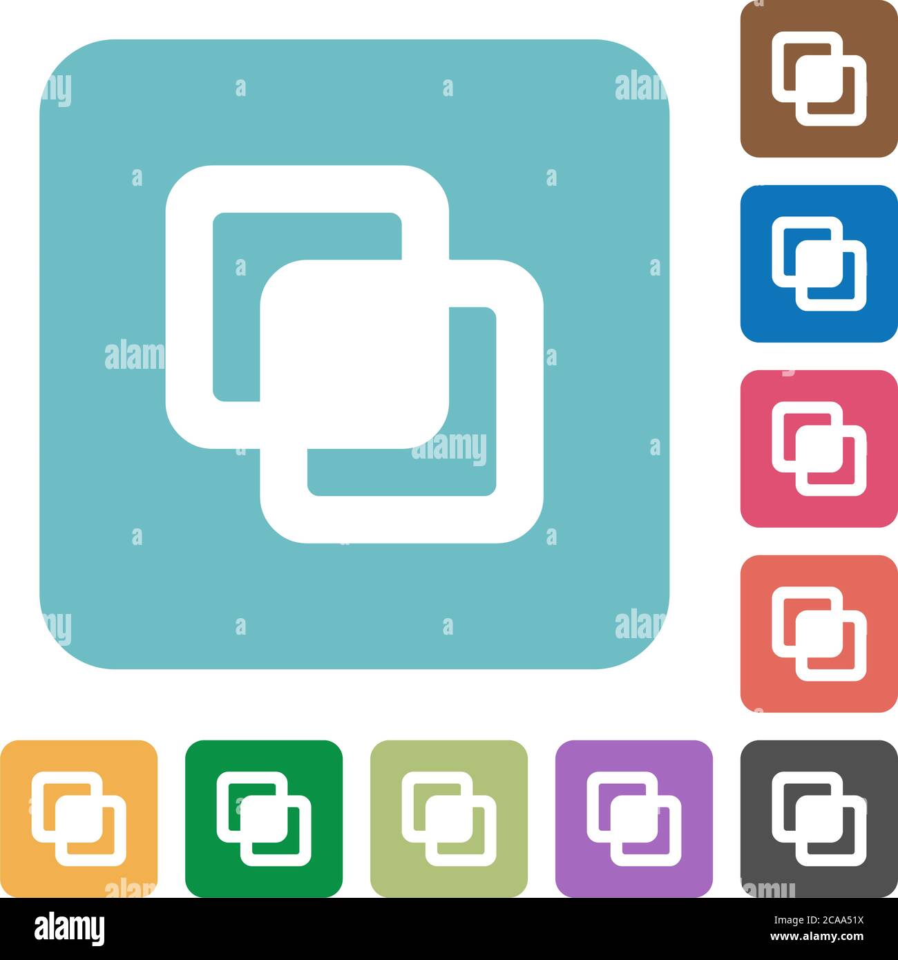 Intersect shapes white flat icons on color rounded square backgrounds ...