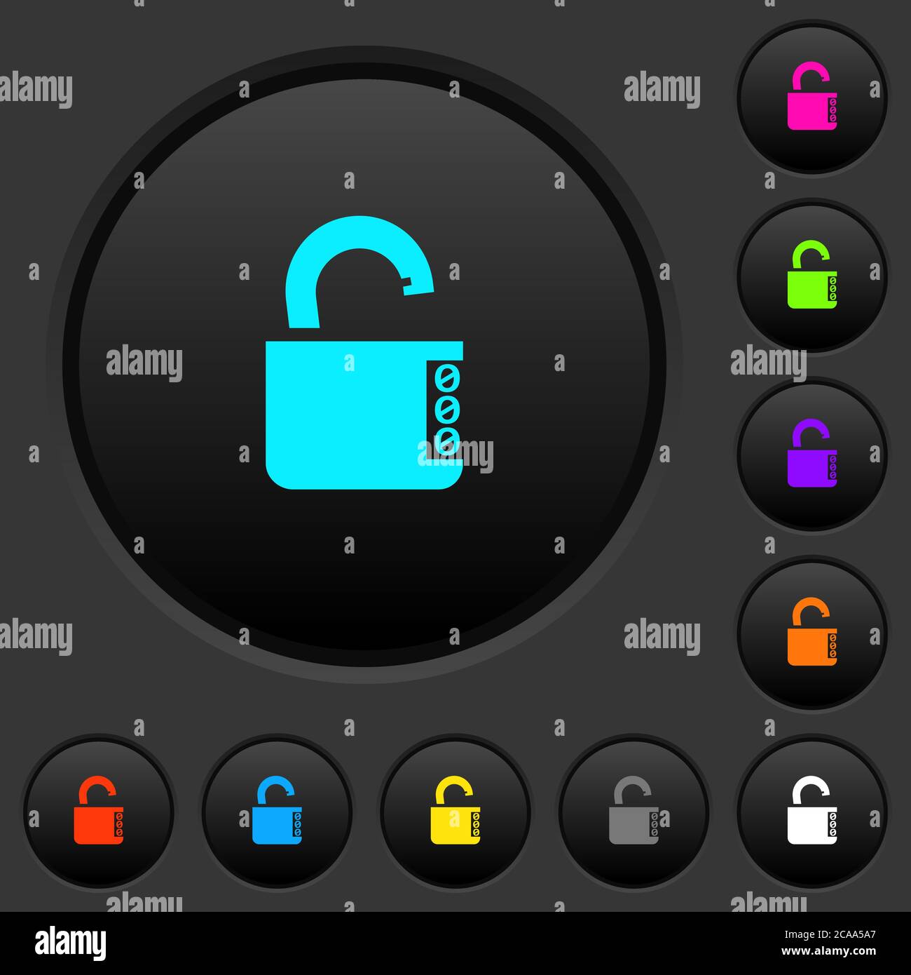 Unlocked combination lock with side numbers dark push buttons with ...