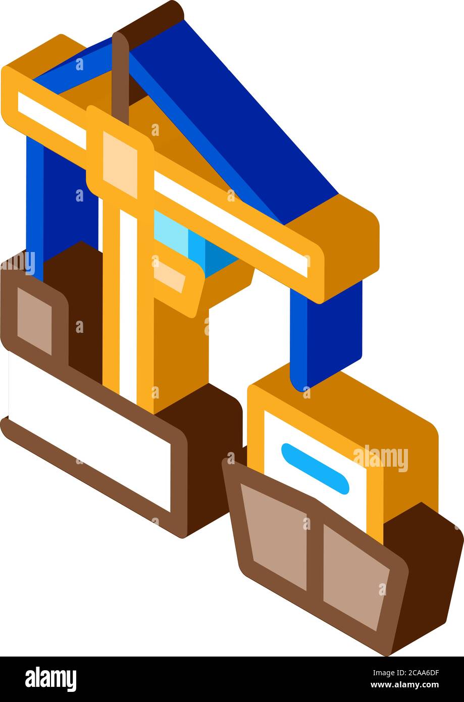 port crane and ship isometric icon vector illustration Stock Vector ...