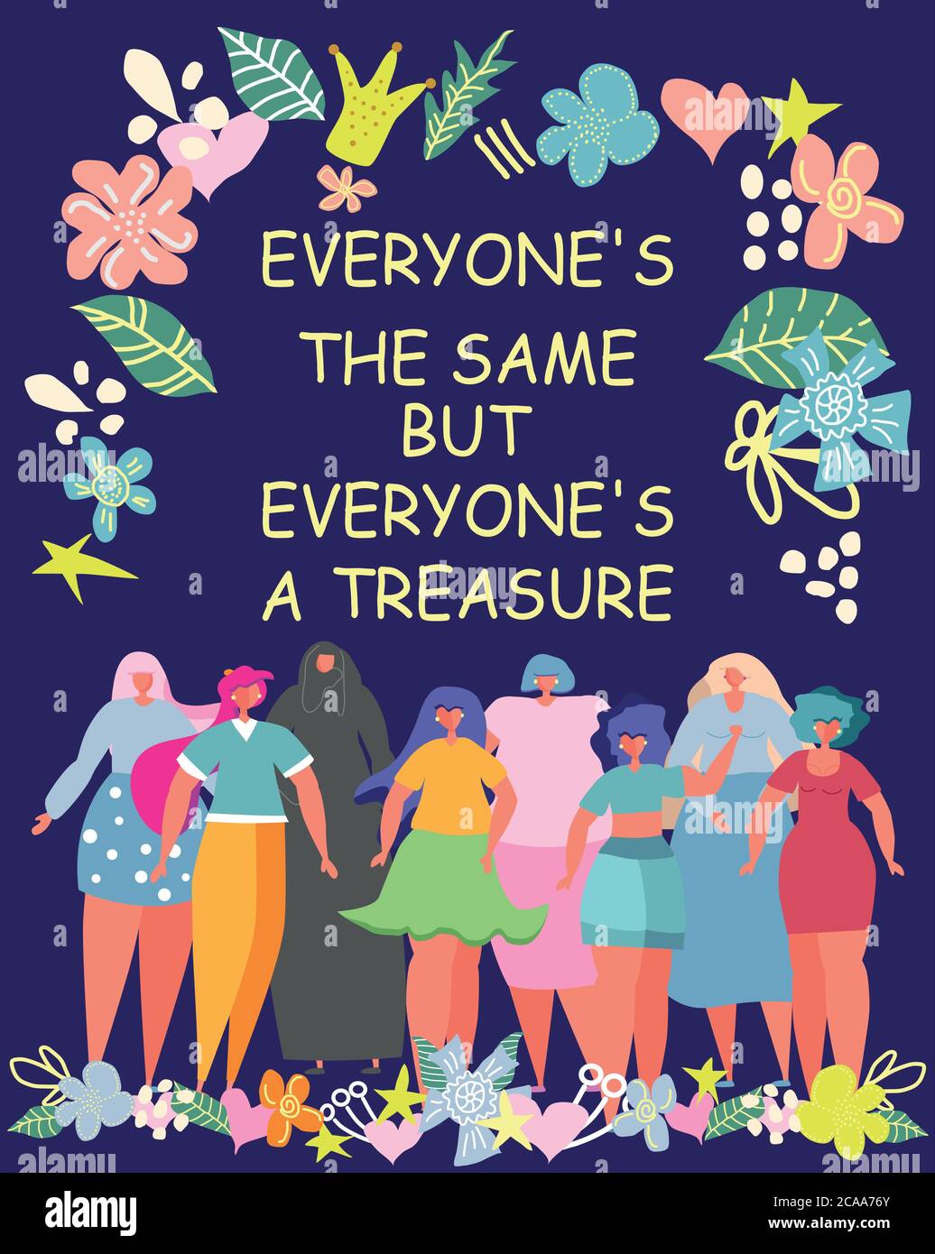 illustration graphic group of women, girls, power, strong, strength