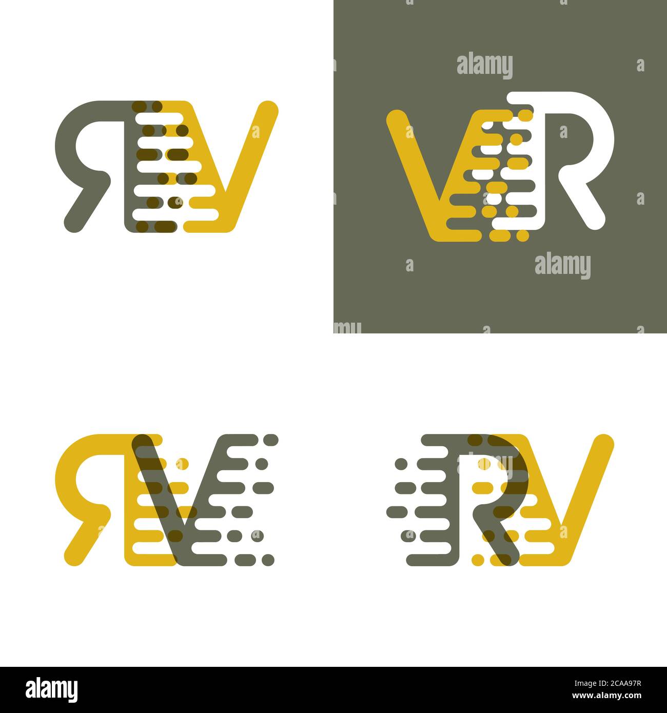 RV letters logo with accent speed in brown and dark yellow Stock Vector ...