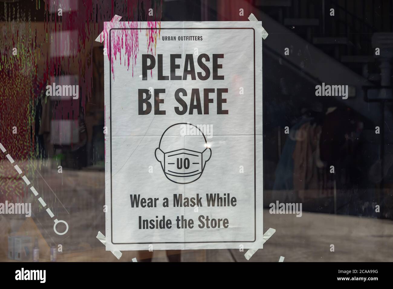 Las Vegas, AUG 2, 2020 Sign of require wear a mask at