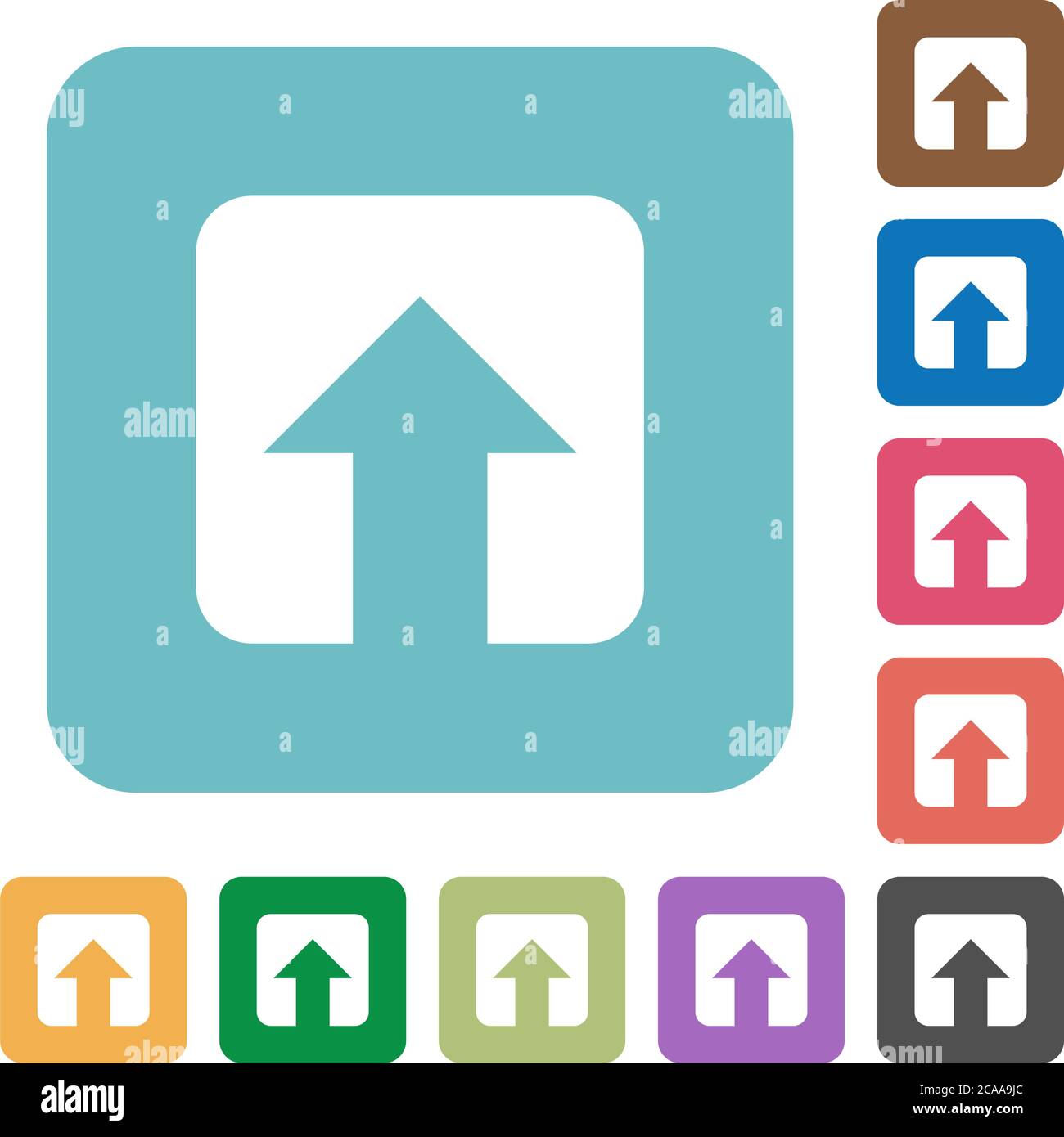 Upload white flat icons on color rounded square backgrounds Stock Vector