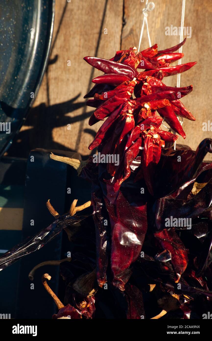 Red peppers drying in the sunshine Stock Photo - Alamy
