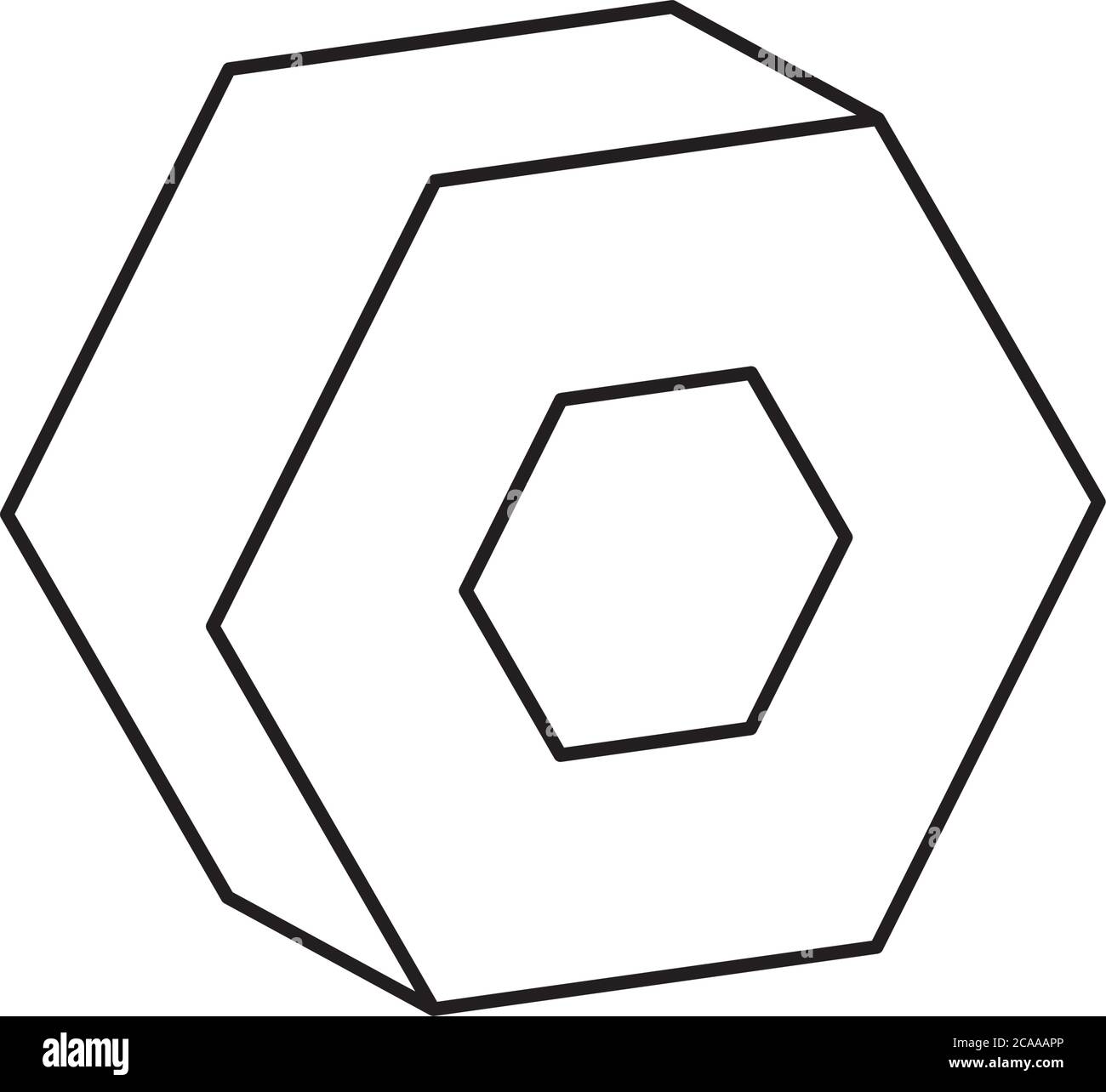 3d Hexagon Geometric Shape Over White Background Line Style Vector