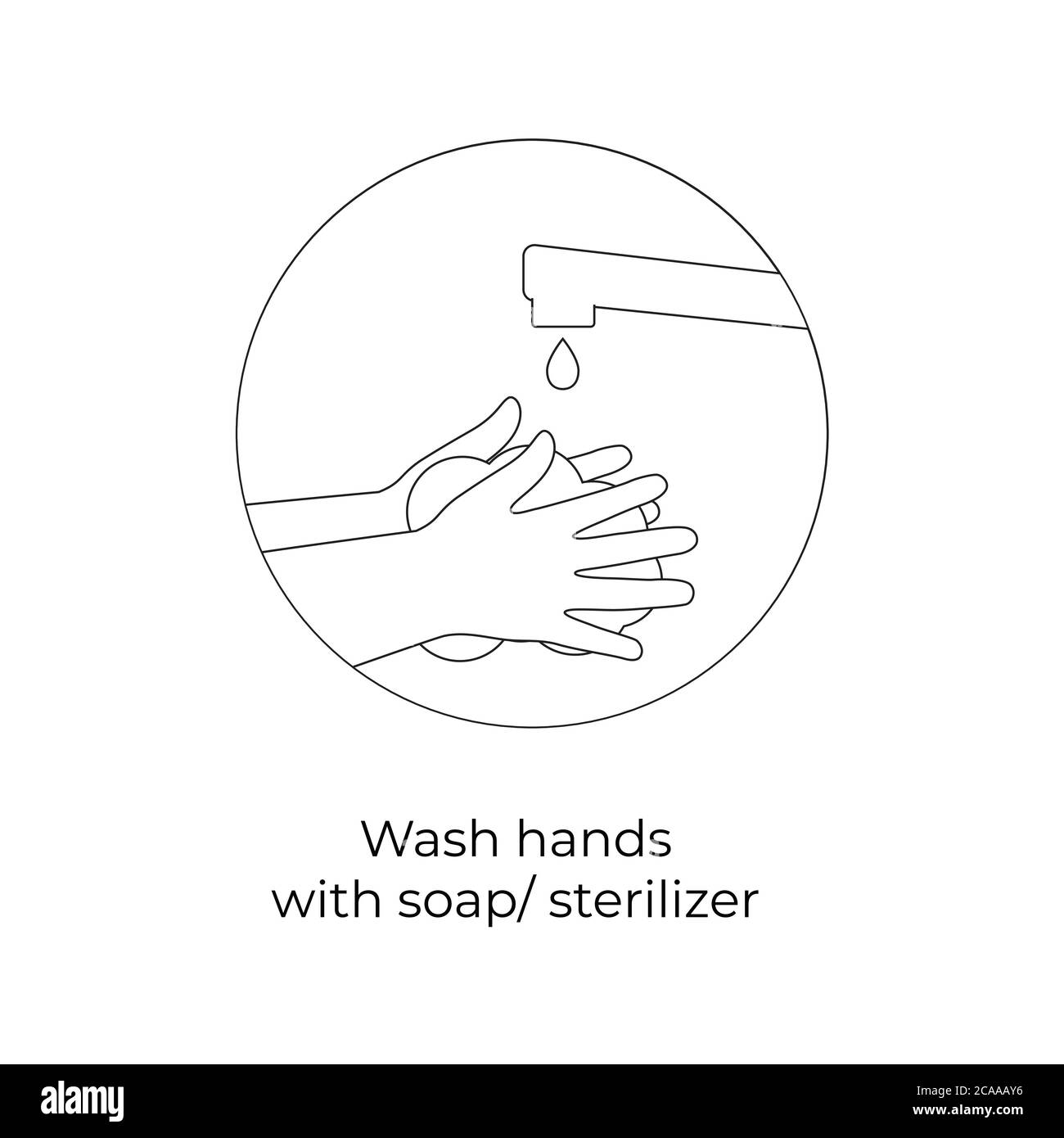 Wash Your Hands Sign Notice Self-Adhesive poster. Personal hygiene healthcare. hand disinfection Antibacterial washing. Virus prevention. Hand washing Stock Vector