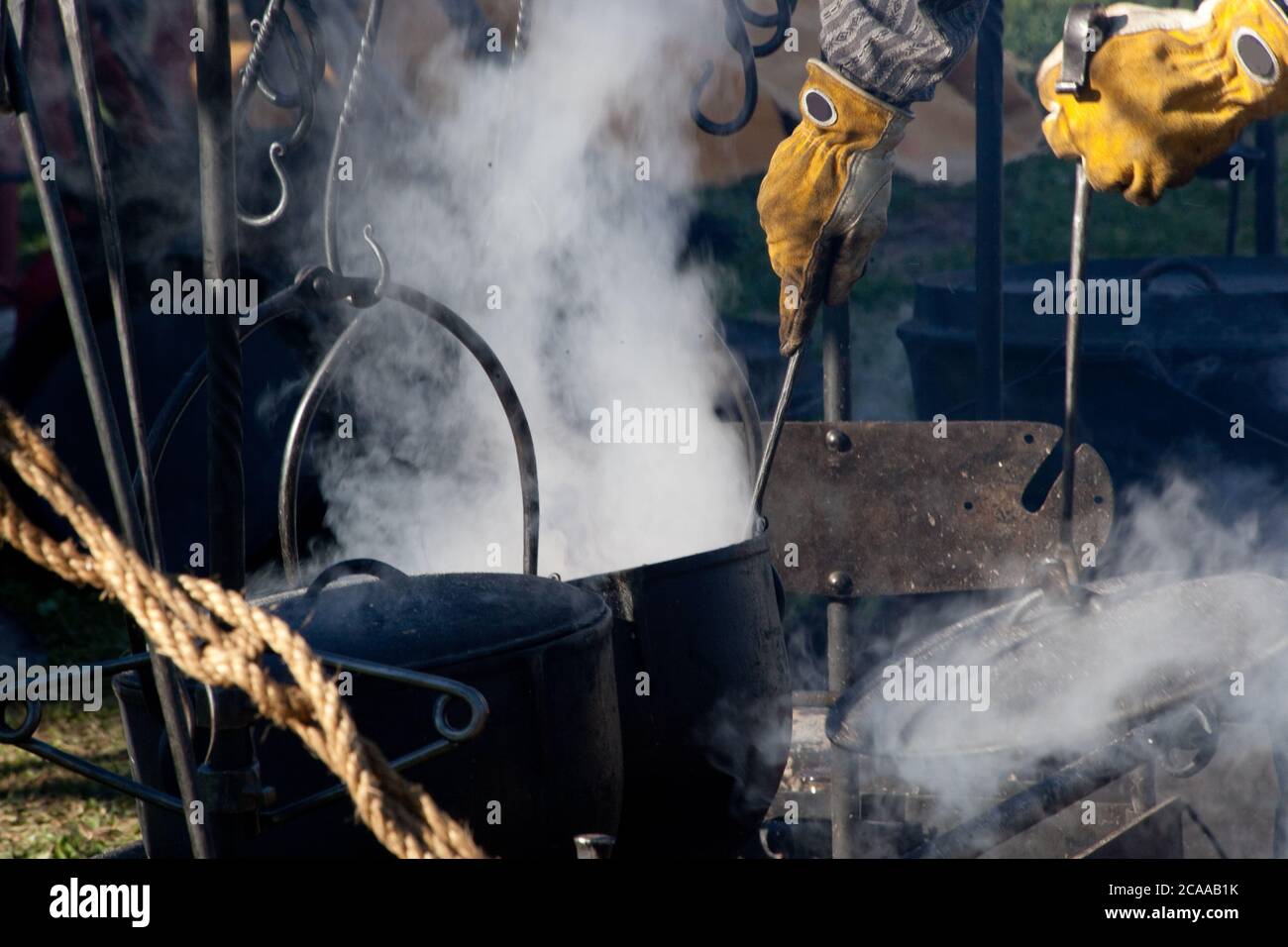 Cast Iron Cooking outdoors Stock Photo Alamy