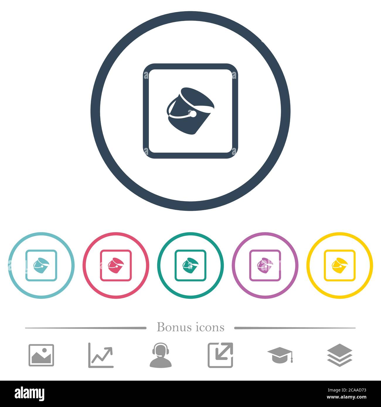 Fill object flat color icons in round outlines. 6 bonus icons included ...
