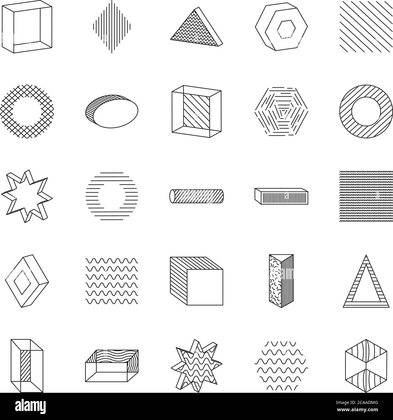 geometric shapes with abstract design icon set over white background ...