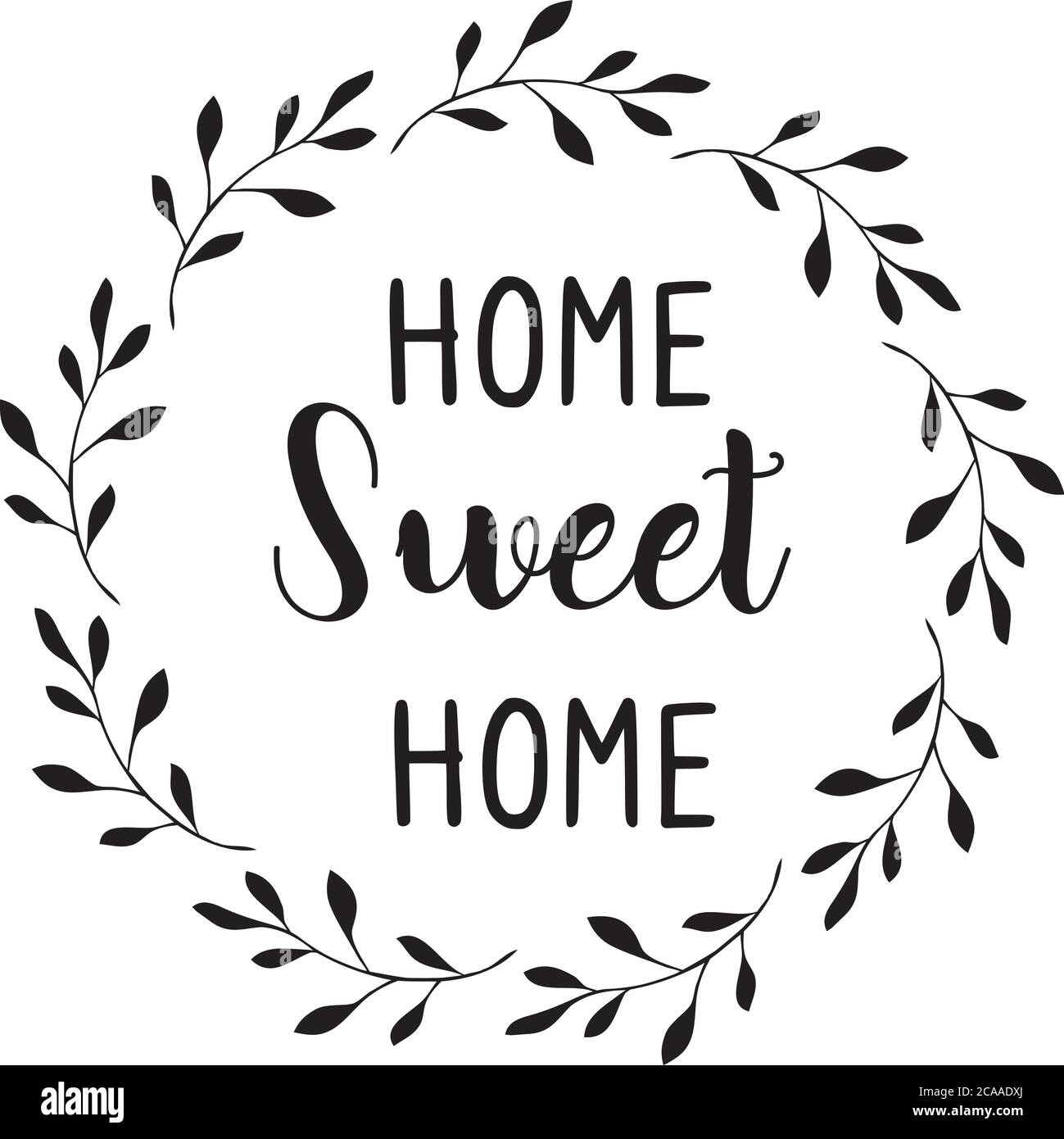 vector illustration of home sweet home. handwriting background. Stock Vector